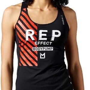 Reebok Women's Black and Orange Tank Top
